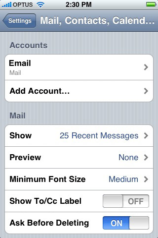 Setting up mail on your iPhone, iPhone 3G or iPhone 3G S