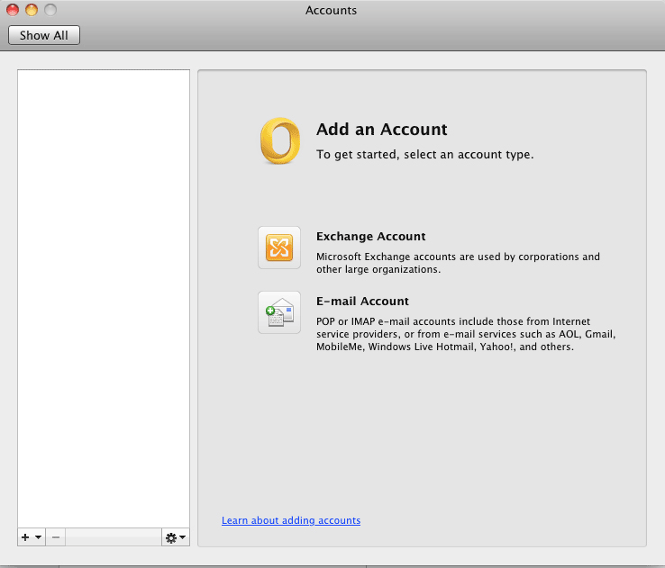 Setting up Outlook 2011 on OSX