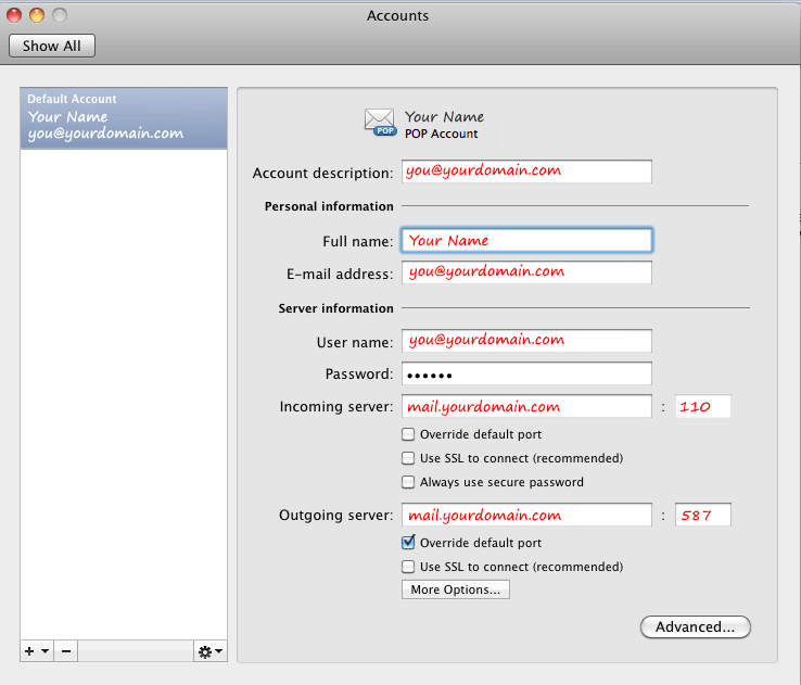 Setting up Outlook 2011 on OSX